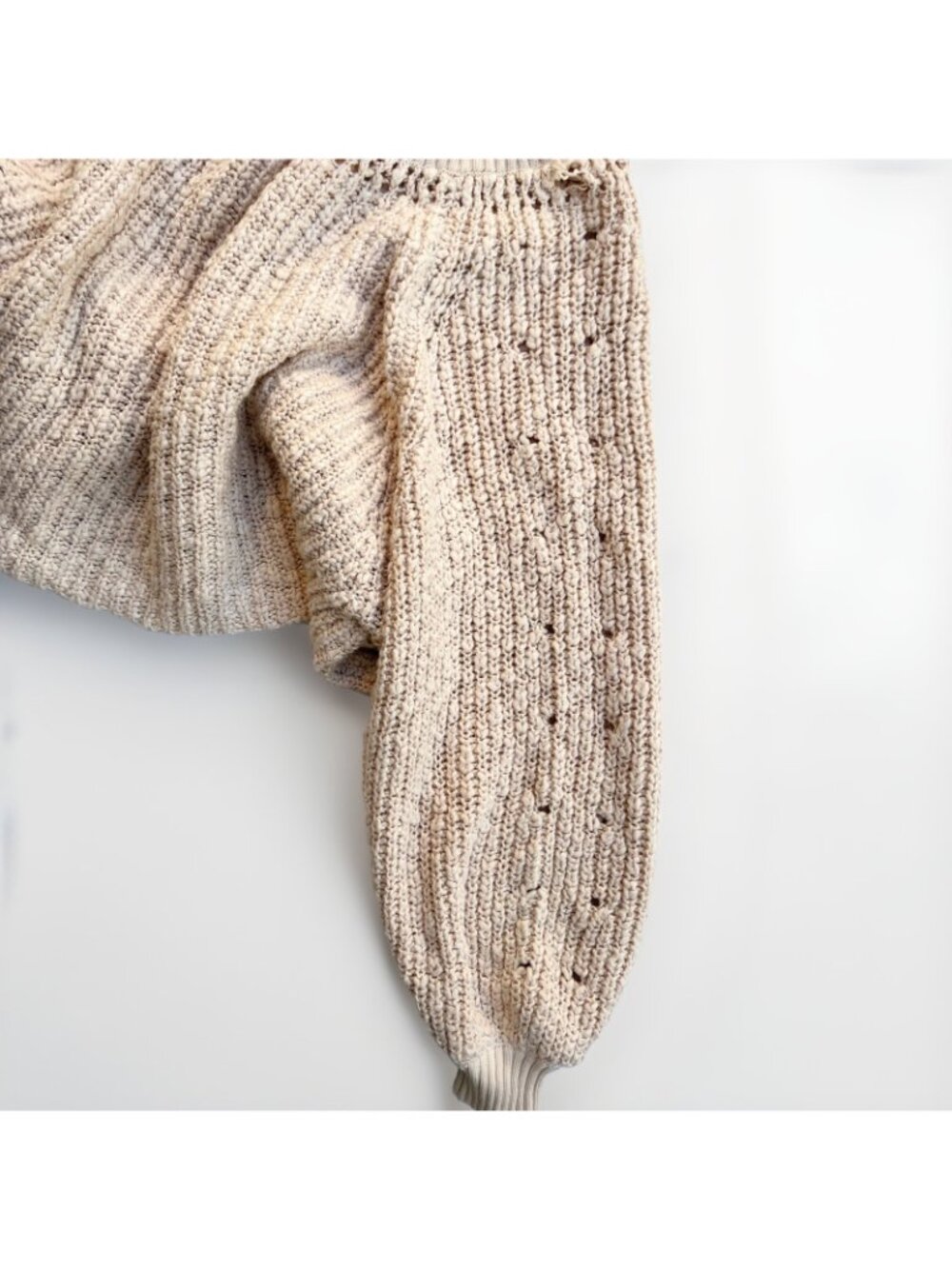Free People Pandora’s Boatneck Chunky Knit Sweater Ivory Size M NWT Flaw - Picture 4 of 14